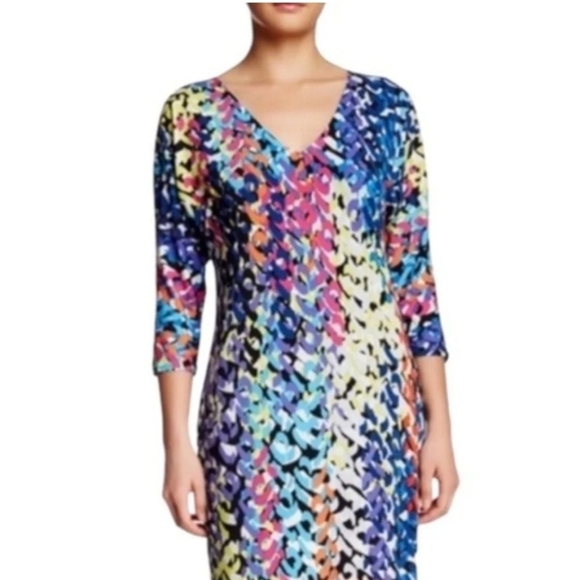 Trina Turk Multi Color Bodycon Dress. - Picture 2 of 4